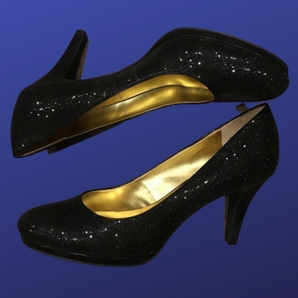 ANNE KLEIN “Watchit” Pump, BLACK SPARKLE, NEW, Women’s Size 10